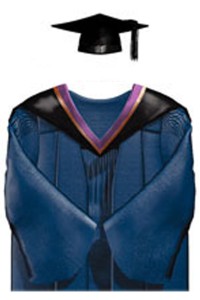 自製理工大學企業金融碩士畢業袍 黑色方形畢業帽 紫色肩帶披肩 碩士畢業袍製衣廠DA218